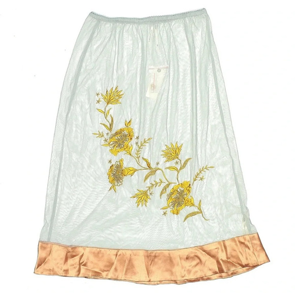 Anthropologie Embroidered Floral Boho Sheer Midi Skirt Size XXS NWT - Picture 5 of 8